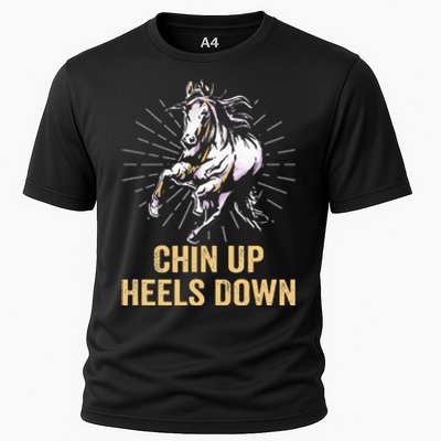 Chin Up Heels Down Equestrian And Horse Riding Cooling Performance Crew T-Shirt