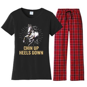 Chin Up Heels Down Equestrian And Horse Riding Women's Flannel Pajama Set