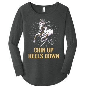 Chin Up Heels Down Equestrian And Horse Riding Women's Perfect Tri Tunic Long Sleeve Shirt