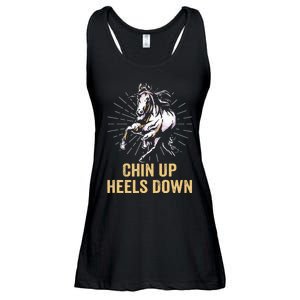 Chin Up Heels Down Equestrian And Horse Riding Ladies Essential Flowy Tank