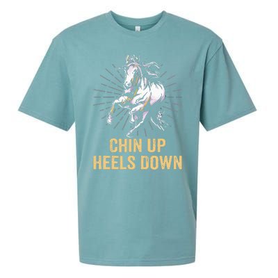 Chin Up Heels Down Equestrian And Horse Riding Sueded Cloud Jersey T-Shirt