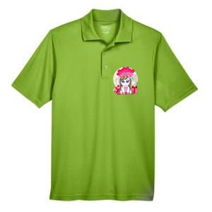 Cute Unicorn Heart Valentines Day Gift Moon Meaningful Gift Men's Origin Performance Pique Polo