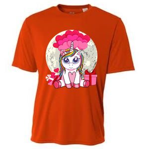 Cute Unicorn Heart Valentines Day Gift Moon Meaningful Gift Cooling Performance Crew T-Shirt