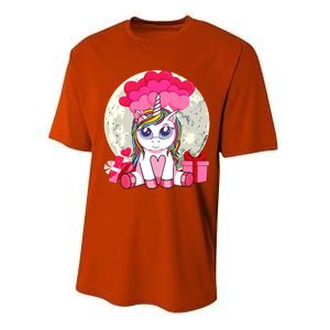 Cute Unicorn Heart Valentines Day Gift Moon Meaningful Gift Performance Sprint T-Shirt