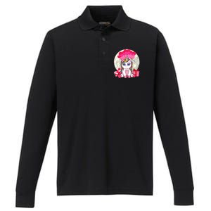 Cute Unicorn Heart Valentines Day Gift Moon Meaningful Gift Performance Long Sleeve Polo