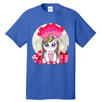 Cute Unicorn Heart Valentines Day Gift Moon Meaningful Gift Tall T-Shirt