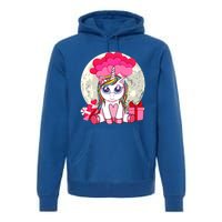 Cute Unicorn Heart Valentines Day Gift Moon Meaningful Gift Premium Hoodie