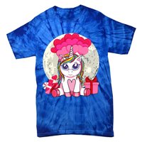 Cute Unicorn Heart Valentines Day Gift Moon Meaningful Gift Tie-Dye T-Shirt