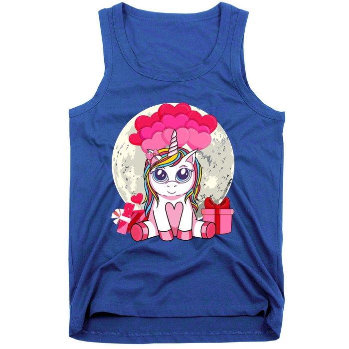 Cute Unicorn Heart Valentines Day Gift Moon Meaningful Gift Tank Top