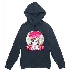 Cute Unicorn Heart Valentines Day Gift Moon Meaningful Gift Urban Pullover Hoodie