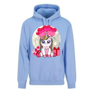 Cute Unicorn Heart Valentines Day Gift Moon Meaningful Gift Unisex Surf Hoodie