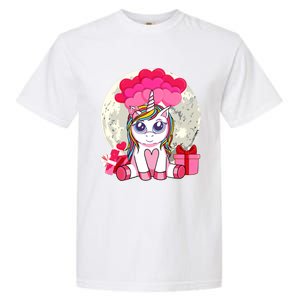 Cute Unicorn Heart Valentines Day Gift Moon Meaningful Gift Garment-Dyed Heavyweight T-Shirt