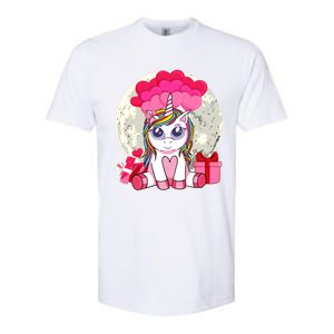 Cute Unicorn Heart Valentines Day Gift Moon Meaningful Gift Softstyle CVC T-Shirt