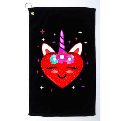 Cute Unicorn Heart Valentines Funny Gift Funny Gift Unicorn Heart Gift Platinum Collection Golf Towel