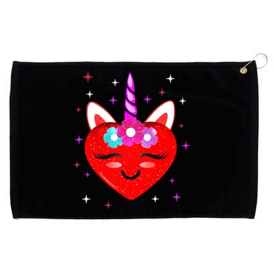 Cute Unicorn Heart Valentines Funny Gift Funny Gift Unicorn Heart Gift Grommeted Golf Towel