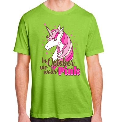 Cute Unicorn In October We Wear Pink Breast Cancer Awareness Adult ChromaSoft Performance T-Shirt