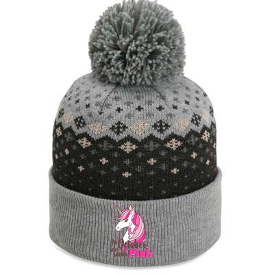 Cute Unicorn In October We Wear Pink Breast Cancer Awareness The Baniff Cuffed Pom Beanie