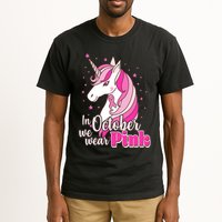 Cute Unicorn In October We Wear Pink Breast Cancer Awareness Tall T-Shirt
