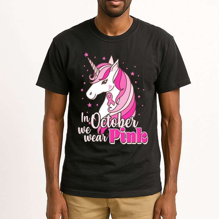 Cute Unicorn In October We Wear Pink Breast Cancer Awareness Tall T-Shirt