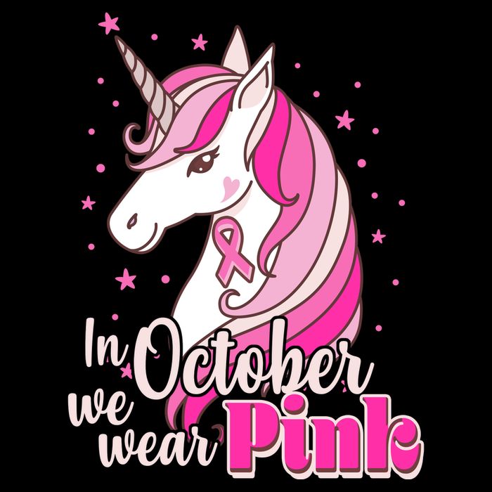 Cute Unicorn In October We Wear Pink Breast Cancer Awareness Tall T-Shirt