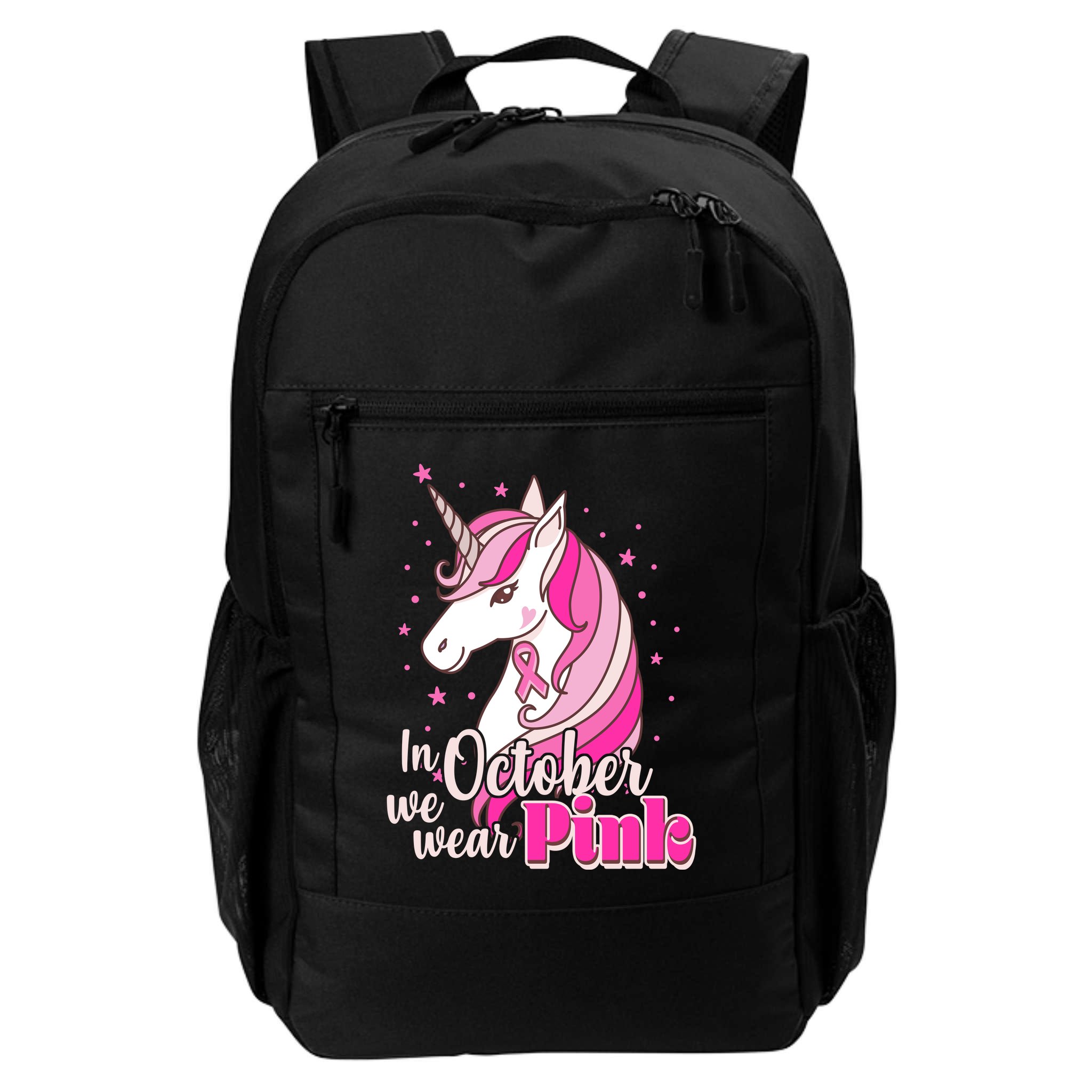 Cute Unicorn In October We Wear Pink Breast Cancer Awareness Backpack