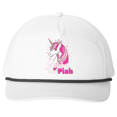 Cute Unicorn In October We Wear Pink Breast Cancer Awareness Snapback Five-Panel Rope Hat