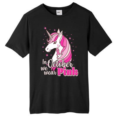 Cute Unicorn In October We Wear Pink Breast Cancer Awareness Tall Fusion ChromaSoft Performance T-Shirt