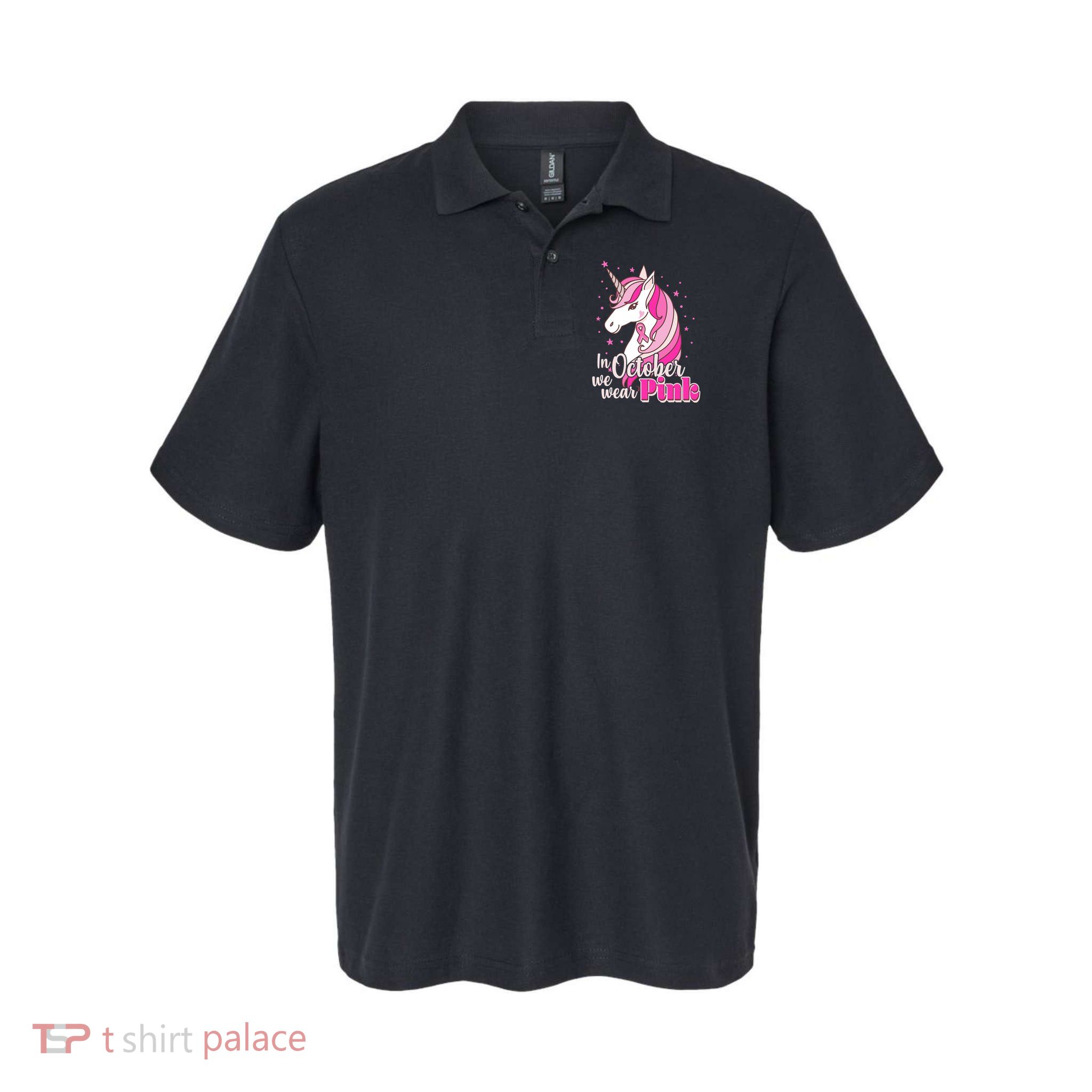 Cute Unicorn In October We Wear Pink Breast Cancer Awareness Polo