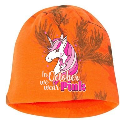 Cute Unicorn In October We Wear Pink Breast Cancer Awareness Kati - Camo Knit Beanie