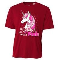 Cute Unicorn In October We Wear Pink Breast Cancer Awareness Cooling Performance Crew T-Shirt