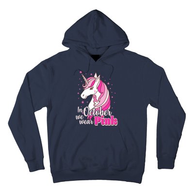 Cute Unicorn In October We Wear Pink Breast Cancer Awareness Hoodie