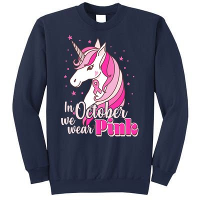 Cute Unicorn In October We Wear Pink Breast Cancer Awareness Sweatshirt