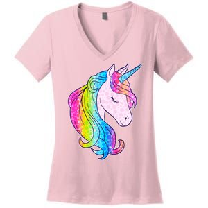 Cute Unicorn International Dot Day Make Your Mark Women's V-Neck T-Shirt