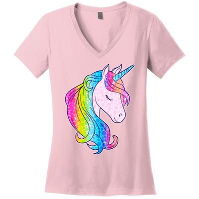 Cute Unicorn International Dot Day Make Your Mark Women's V-Neck T-Shirt