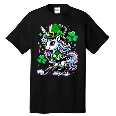 Cute Unicorn Ice Hockey Player Funny Irish St PatrickS Day Great Gift Tall T-Shirt