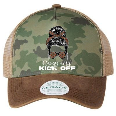 Classy Until Kickoff American Football Messy Bun Gift Legacy Tie Dye Trucker Hat