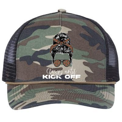 Classy Until Kickoff American Football Messy Bun Gift Retro Rope Trucker Hat Cap