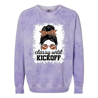 Classy Until Kickoff American Football Lover Game Day Colorblast Crewneck Sweatshirt