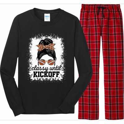 Classy Until Kickoff American Football Lover Game Day Long Sleeve Pajama Set