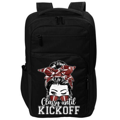 Classy Until Kickoff American Football Messy Bun Girl Women Impact Tech Backpack