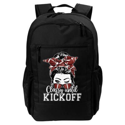 Classy Until Kickoff American Football Messy Bun Girl Women Daily Commute Backpack