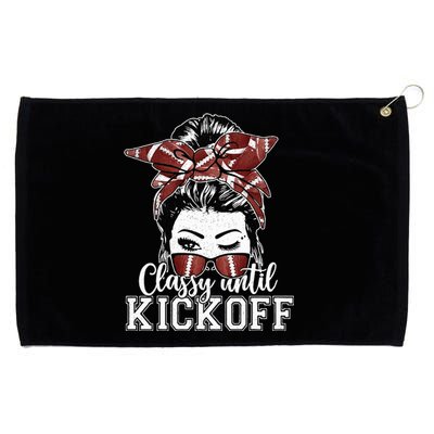 Classy Until Kickoff American Football Messy Bun Girl Women Grommeted Golf Towel