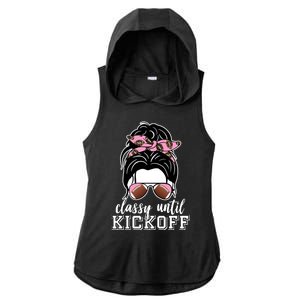 Classy Until Kickoff Football Hair Bun Ladies PosiCharge Tri-Blend Wicking Draft Hoodie Tank