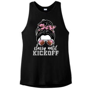 Classy Until Kickoff Football Hair Bun Ladies PosiCharge Tri-Blend Wicking Tank