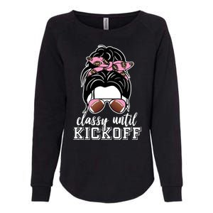 Classy Until Kickoff Football Hair Bun Womens California Wash Sweatshirt