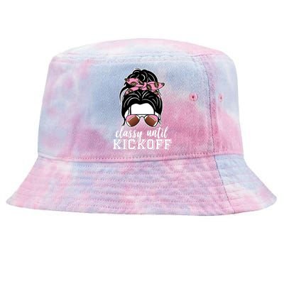 Classy Until Kickoff Football Hair Bun Tie-Dyed Bucket Hat