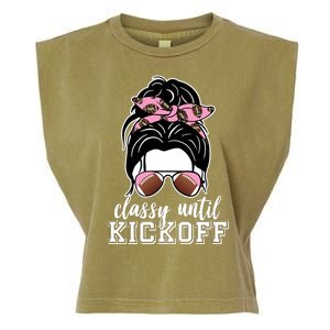 Classy Until Kickoff Football Hair Bun Garment-Dyed Women's Muscle Tee