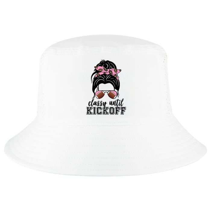 Classy Until Kickoff Football Hair Bun Cool Comfort Performance Bucket Hat