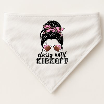 Classy Until Kickoff Football Hair Bun USA-Made Doggie Bandana