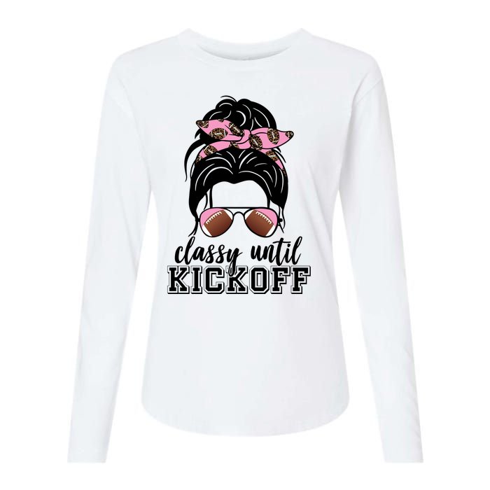 Classy Until Kickoff Football Hair Bun Womens Cotton Relaxed Long Sleeve T-Shirt